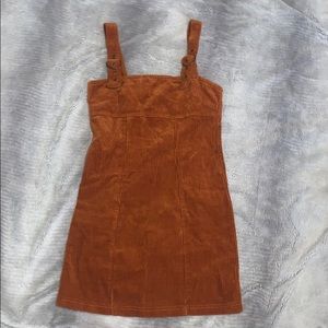Burnt Orange Corduroy Overall Dress